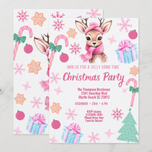 Rosan i Reindeer jul Party Inbjudningar