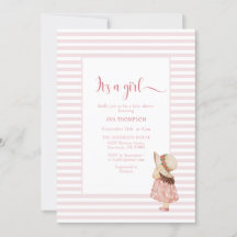 Rosan Linjer Baby Shower för en flicka-vattenfärg