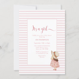 Rosan Linjer Baby Shower för en flicka-vattenfärg Inbjudningar