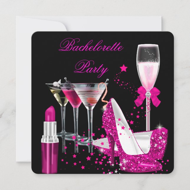Rosan Lipstick Champagne Heels Inbjudningar (Framsida)
