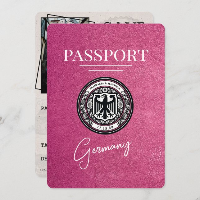 Rosan magenta Tyskland Passport Spara datum Spara Datumet (Fram/baksida)