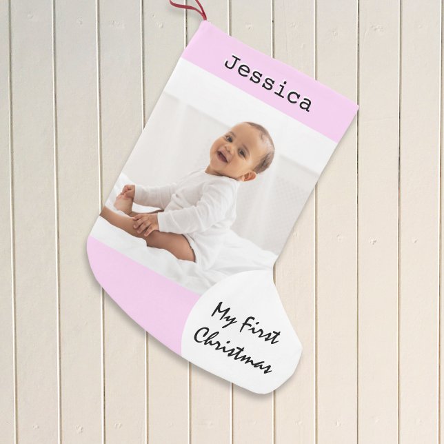 Rosan Mitt första fotopappnamn i Baby Liten Julstrumpa (A festive stocking for baby's first Christmas, to personalize with a name)