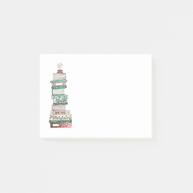 Rosan och blått klibbiga Bookstack noterar Post-it Block (Framsida)