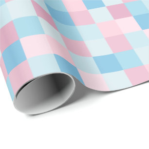 Rosan och blått kvadrerar inpackning av papper presentpapper