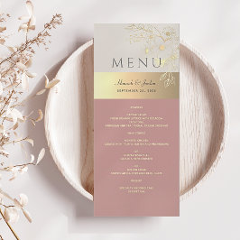 Rosan och Guld Blommigt Bröllop Meny