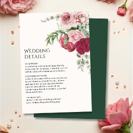 rosan och Marsala Ro blommigt Bröllop Tilläggskort