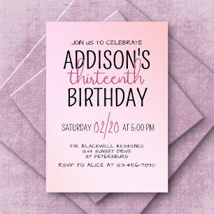  Rosan Ombre Birthday Inbjudningar