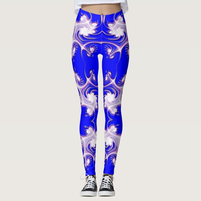 Rosan på blåttFractal blommar damasker Leggings (Framsida)