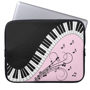 Rosan Piano Tangentbord Black and White Music Desi Laptop Fodral