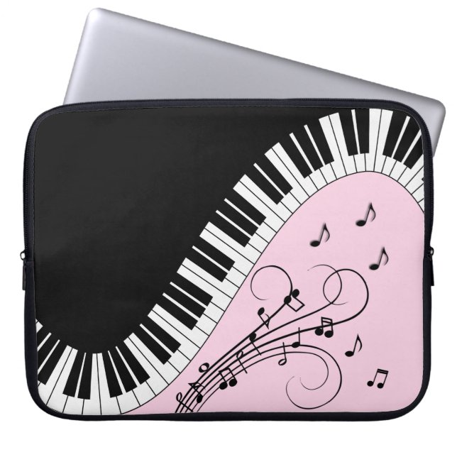 Rosan Piano Tangentbord Black and White Music Desi Laptop Fodral (Framsidan)