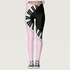 Rosan Piano Tangentbord Black and White Music Desi Leggings