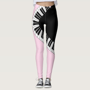 Rosan Piano Tangentbord Black and White Music Desi Leggings