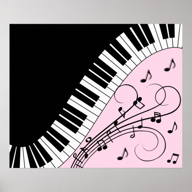 Rosan Piano Tangentbord Black and White Music Desi Poster (Framsidan)
