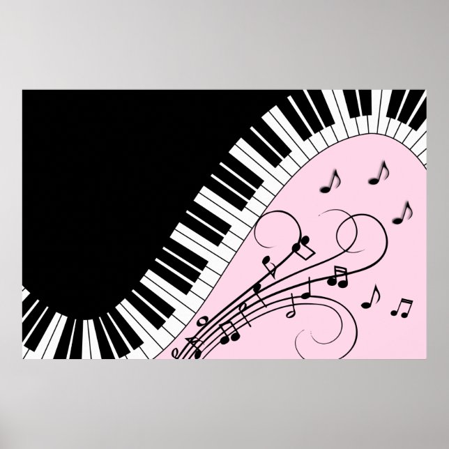 Rosan Piano Tangentbord Black and White Music Desi Poster (Framsidan)