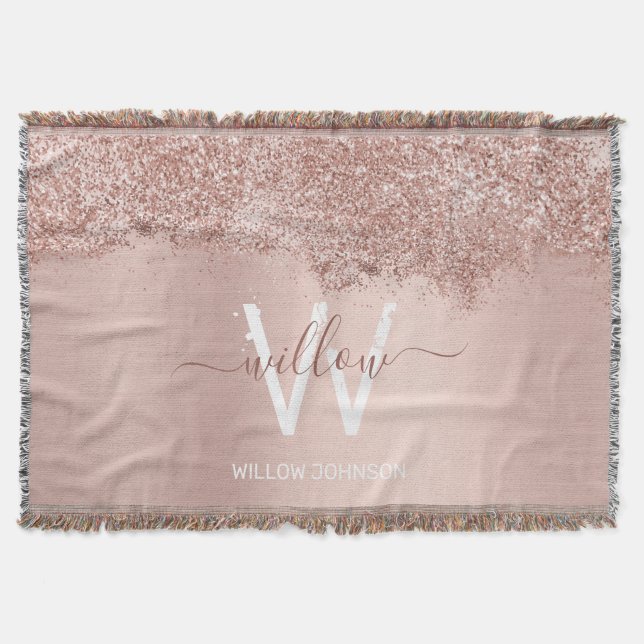  Rosan ro Guld Girly Glitter Dust Monogram Filt (Framsidan)