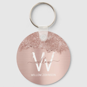 Rosan ro Guld Girly Glitter Dust Monogram Nyckelring