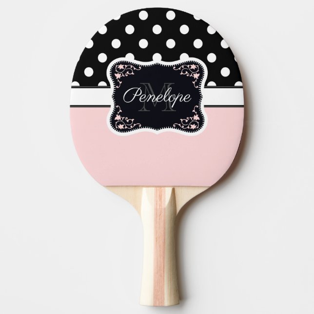 Rosan & svarten pricker pingisracket (Framsidan)