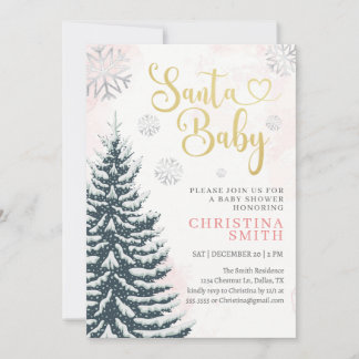 Rosan vid Santa Baby Winter Wonderland Flicka Show Inbjudningar