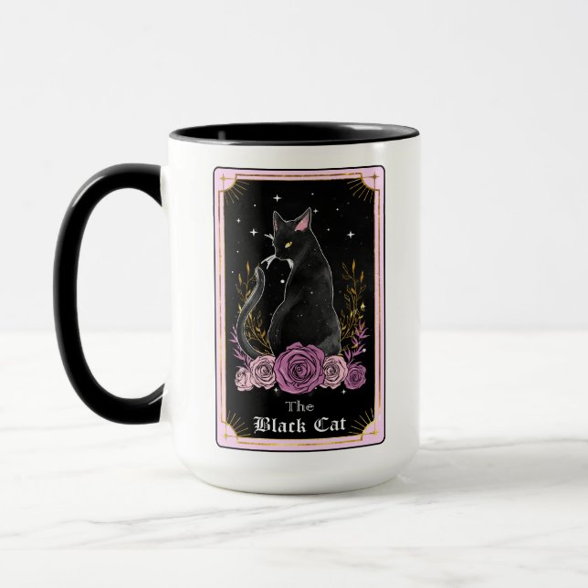 Rosan Witchy Celestial, svart katt- Tarotkort Mugg (Vänster)