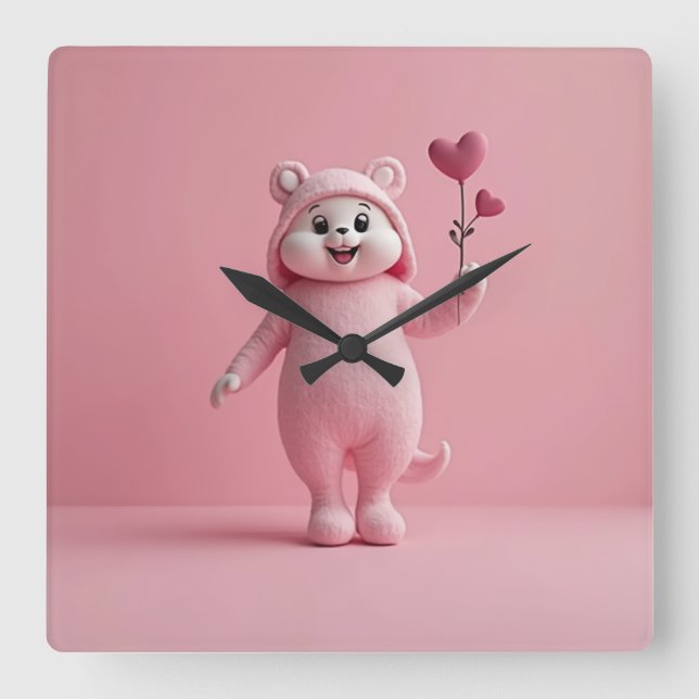 rosans bakgrundsklocka fyrkantig klocka (Framsida)