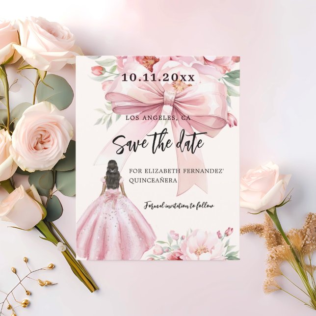 Rosans klänning Quinceanera Spara datumkortet (Skapare uppladdad)