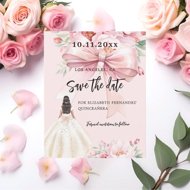Rosans klänning Quinceanera Spara datumkortet (Skapare uppladdad)