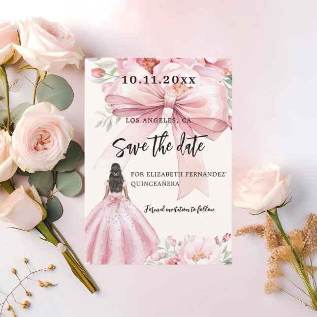 Rosans klänning Quinceanera Spara datumkortet Inbjudningar (Skapare uppladdad)