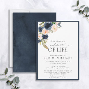 Rosans sjöblå Blommigt Firande i Life Inbjudningar