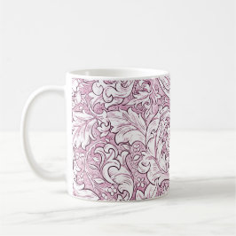 Rosapink barock utsmyckad lövverk kaffemugg