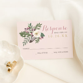 Rosapink Bröllop med Blommotiv OSA Kort