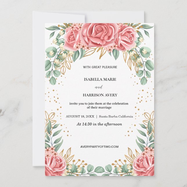 Rosapink bröllop minimalist save the date inbjudningar (Baksida)