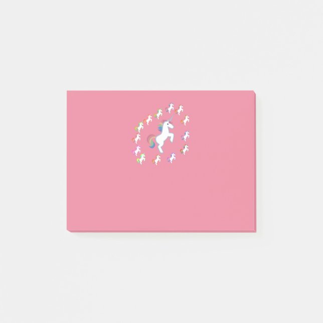 Rosapink Enhörning Centrumglöd Post-it Block (Framsida)