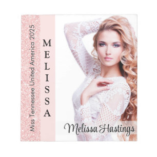 Rosapink Glitter Pageant Autograf Liten Anteckning Anteckningsblock