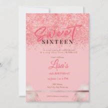Rosapink glitter sweet sixteen födelsedag