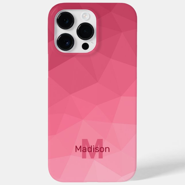 Rosapink Gradient Geometrisk Mesh Mönster Monogram (Baksida)