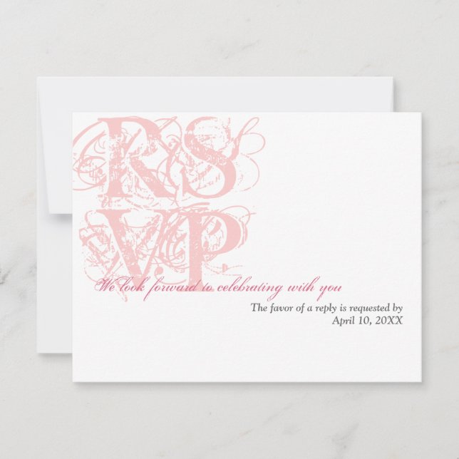 Rosapink grunge bröllpskuvert RSVP-svar OSA Kort (Framsida)
