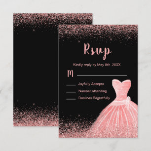 Rosapink Klänning Falskt Glitter Sweet 16 Födelsed OSA Kort