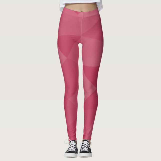 Rosapink ljus geometrisk mesh-mönster leggings (Framsida)