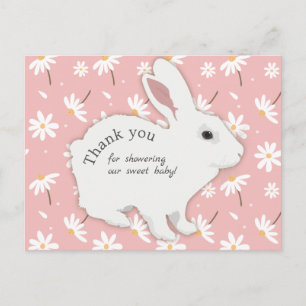 Rosapink Prästkragar Kanin Baby Shower Tack Vykort