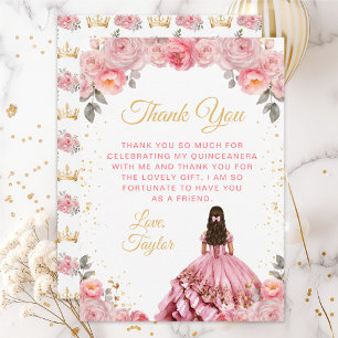 Rosapink prinsessa Quinceañera blommig Tack Kort