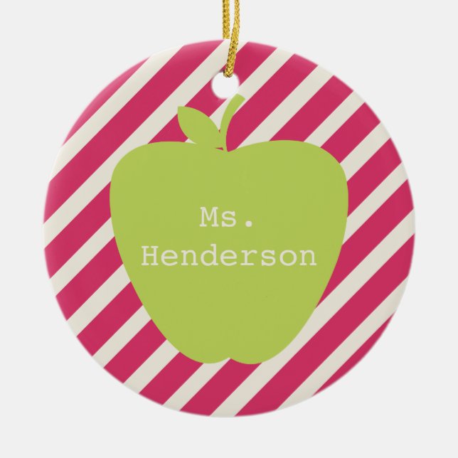 Rosarandar & grön Apple lärare Julgransprydnad Keramik (Framsidan)