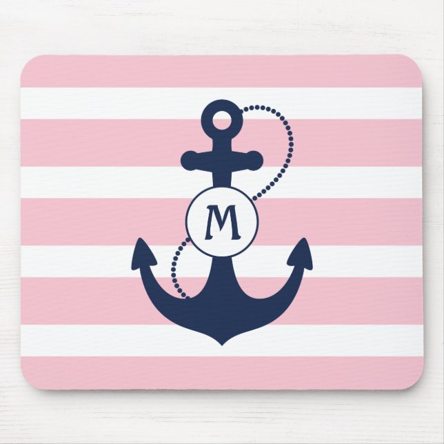 Rosarandar med nautiskt ankrar och monogramen musmatta (Framsidan)