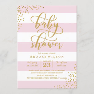 Rosarandglitter pricker baby showerinbjudan inbjudningar