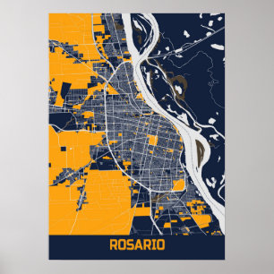 Rosario - Argentina Bluefresh City Karta Poster