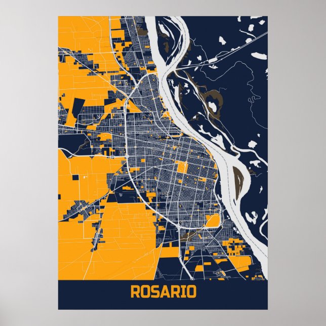 Rosario - Argentina Bluefresh City Karta Poster (Framsidan)