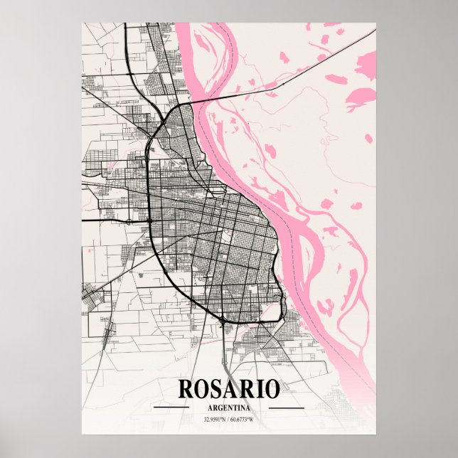 Rosario - Argentina Neapolitan City Karta Poster (Framsidan)
