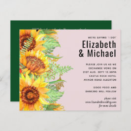 Rosaröd med solroser bröllopsbudget