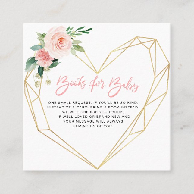 rosarodnaden blommar geometriska bokar för fyrkantigt visitkort (Framsida)