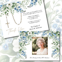 Rosary Blommigt Photo Funeral Condolence Sympathy Tack Kort