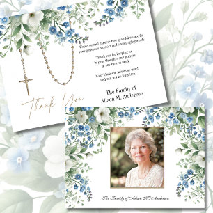 Rosary Blommigt Photo Funeral Condolence Sympathy Tack Kort